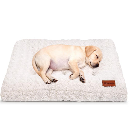 Dog Bed Crate Pad Rosette Pattern Velvet Pet Bed Anti-Slip Comfy Bed