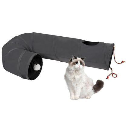 Cat Tunnel, 2-Way Collapsible Cat Tube with Interactive Tunnel