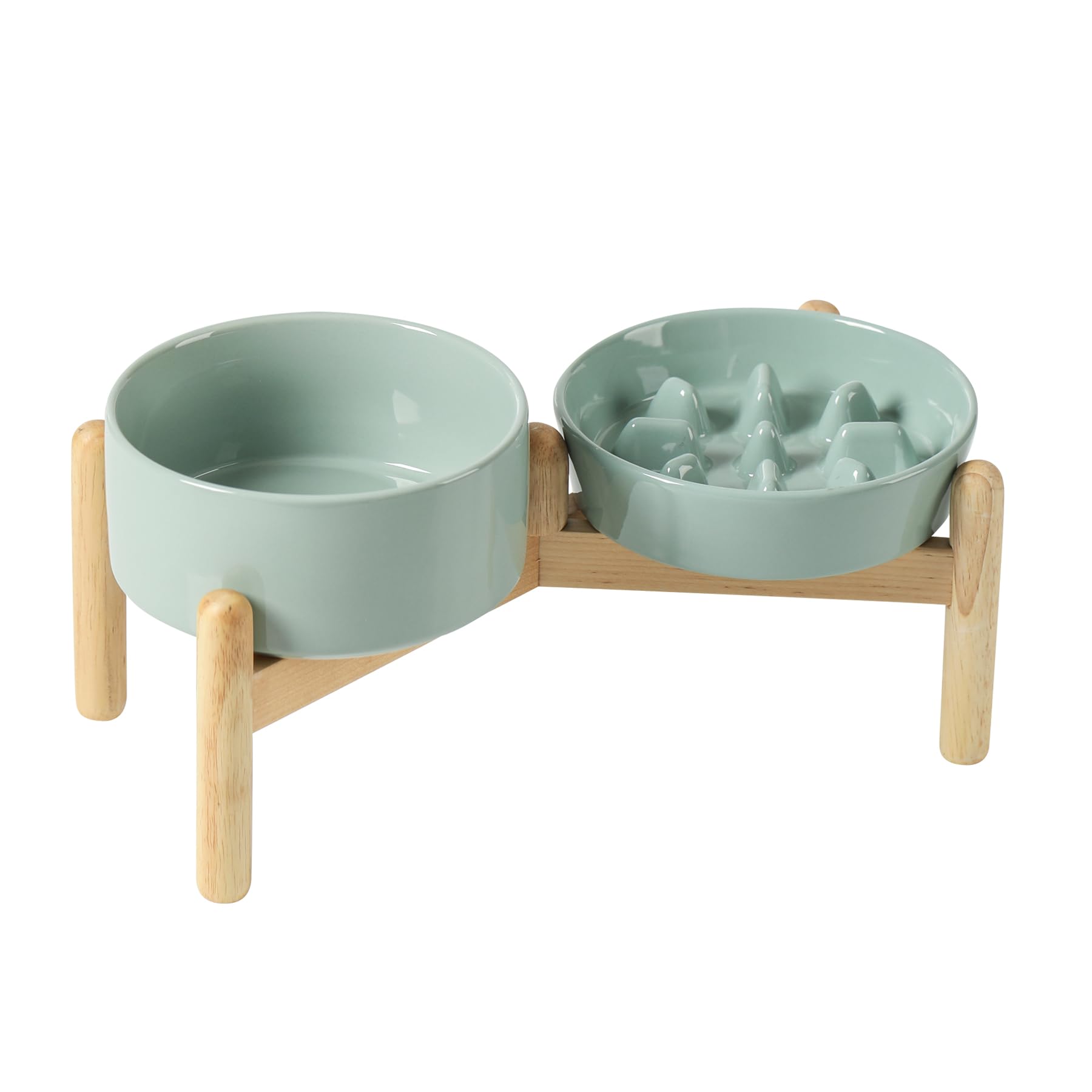 Havniva Ceramic 0.9 Cup Raised Slow Feeder Dog Bowl Set, Elevated Bowl