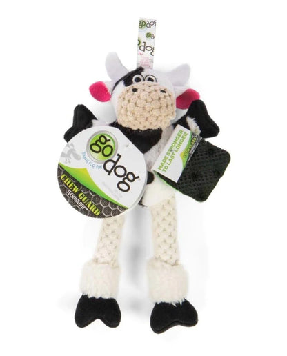 goDog Checkers Skinny Horse Squeaky Plush Dog Toy, Chew Guard Plush