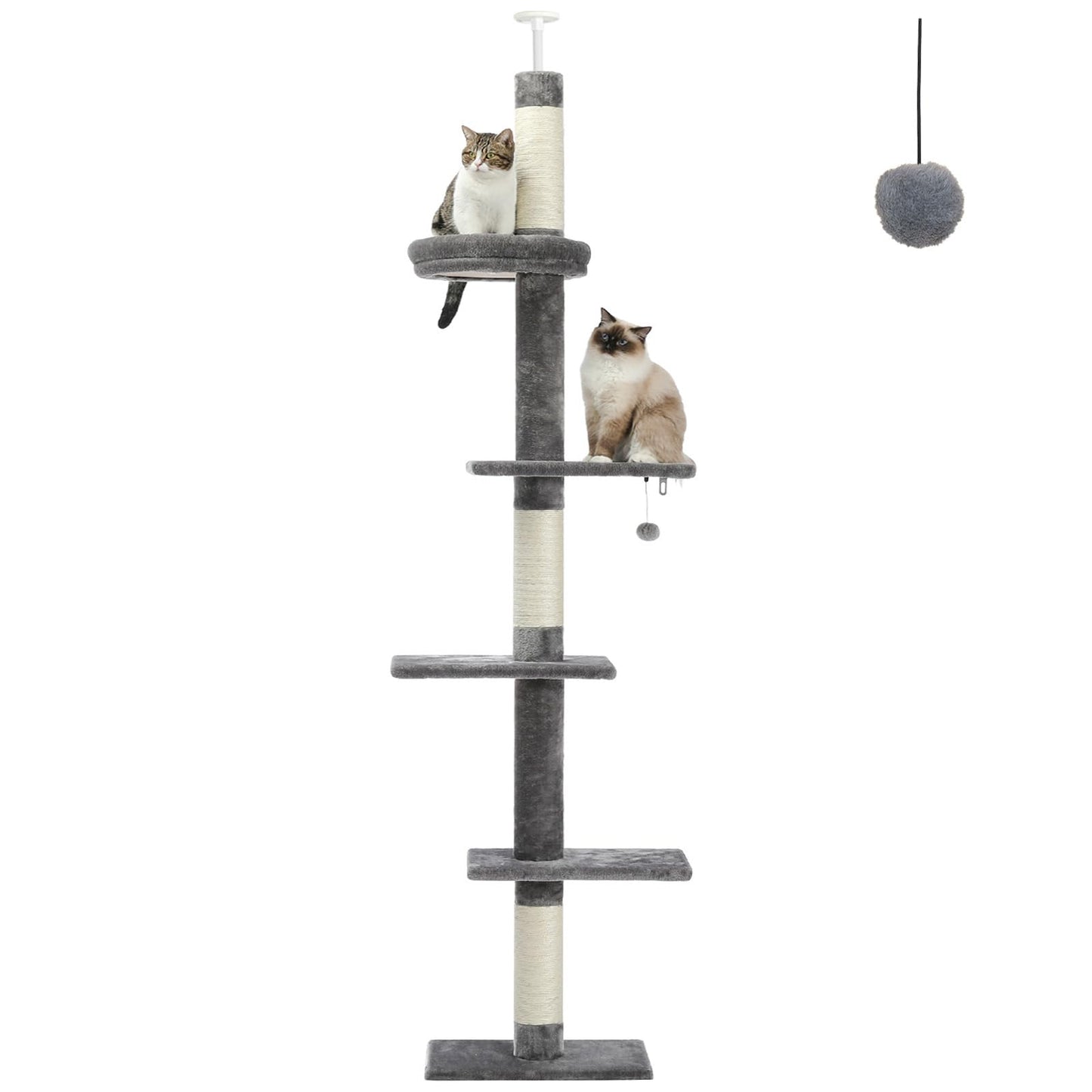 PETEPELA Cat Tower 5-Tier Floor to Ceiling Cat Tree Height(95