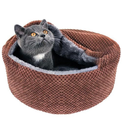 Winsterch Washable Cat Bed Round Soft, Cozy Warming for Indoor Bed