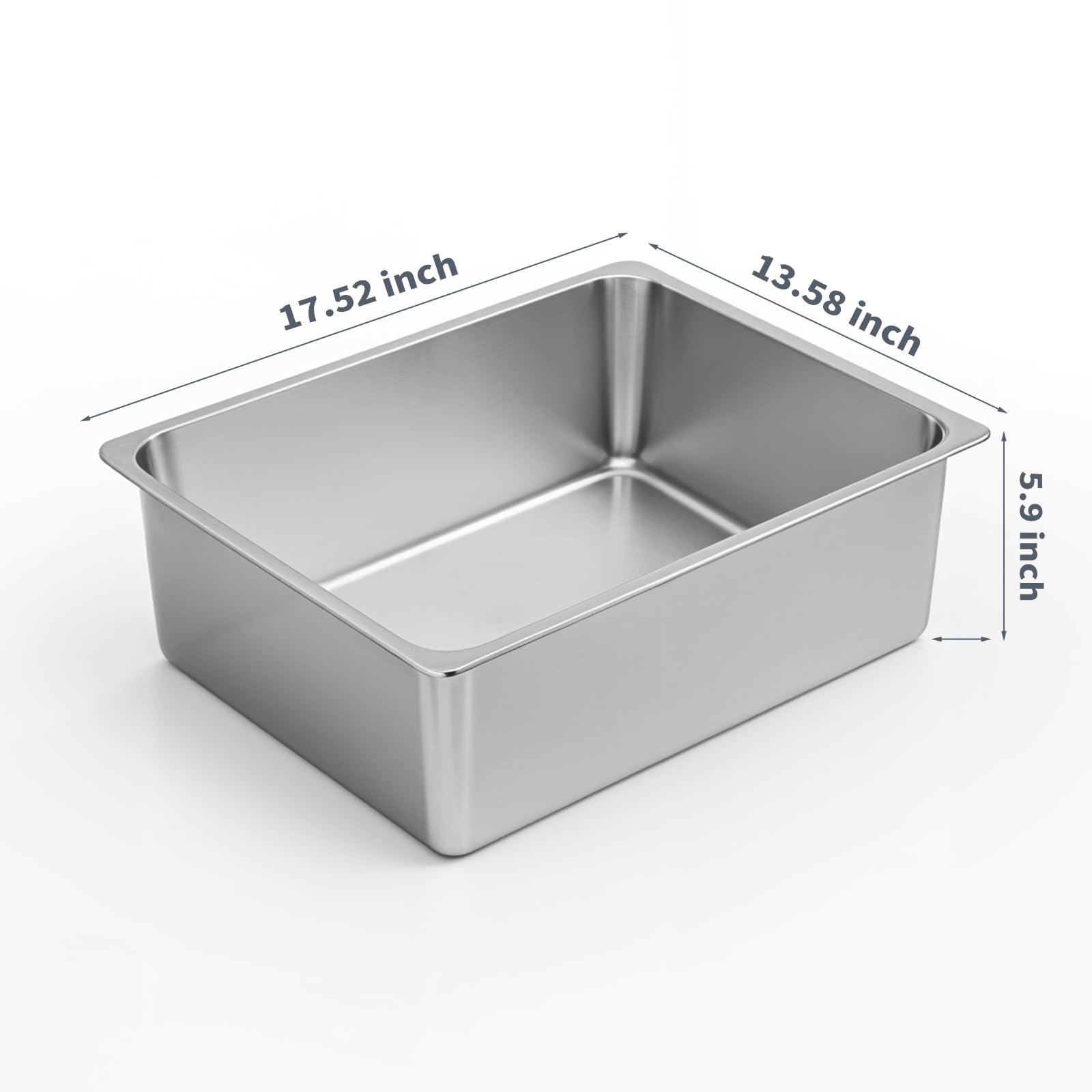 Kirecoo Stainless Steel Cat Litter Box Metal High Sided Cat Pan, Tray
