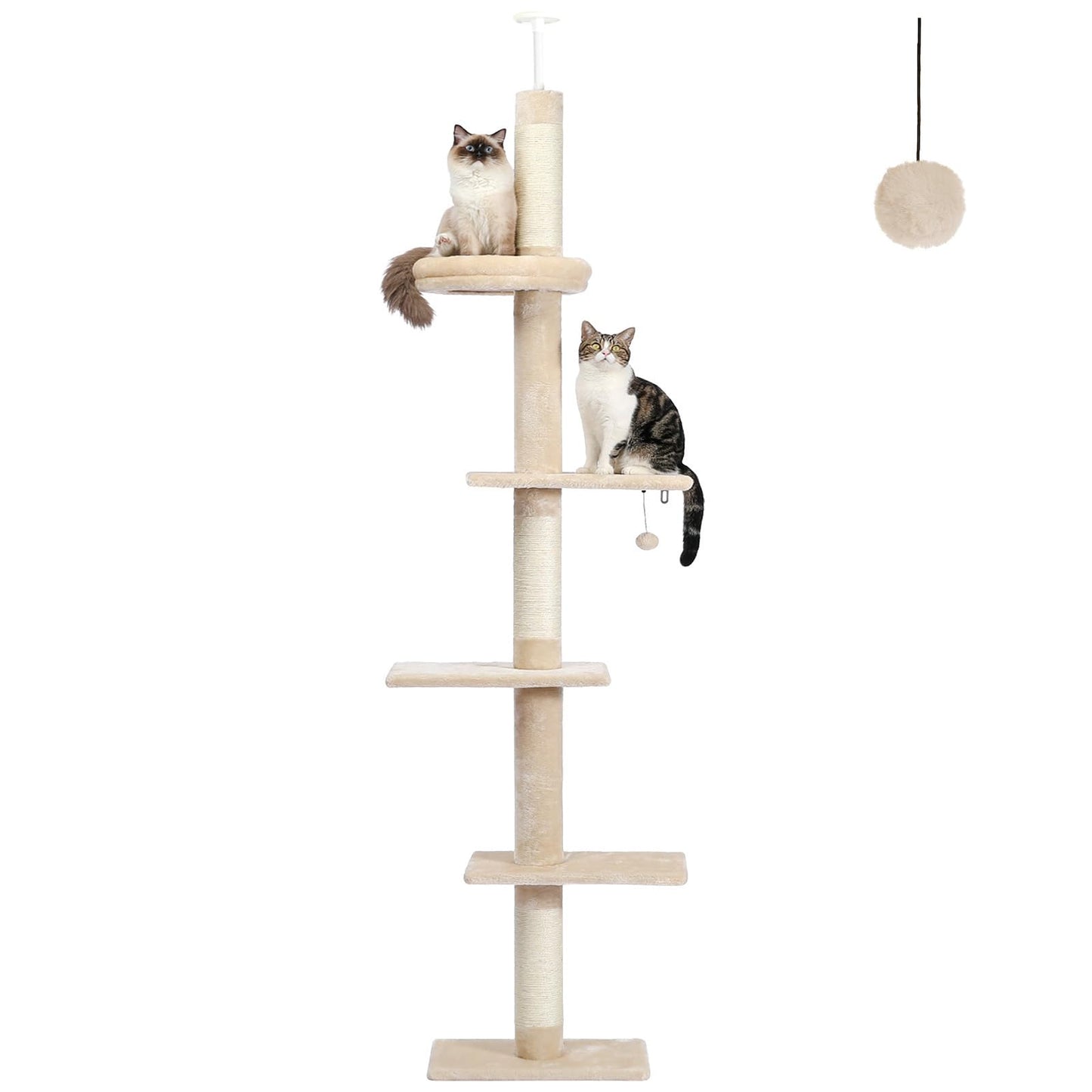 PETEPELA Floor to Ceiling Cat Tree, Cat Tower 5-Tier Height(95