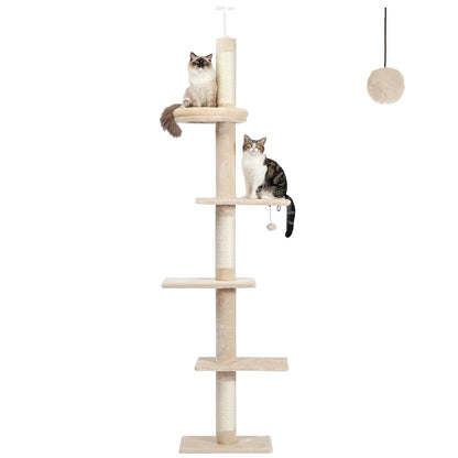 PETEPELA Floor to Ceiling Cat Tree, Cat Tower 5-Tier Height(95