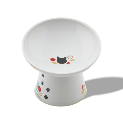 Necoichi Raised Cat Food Bowl Ceramic Elevated 15° Tilted cat Bowl