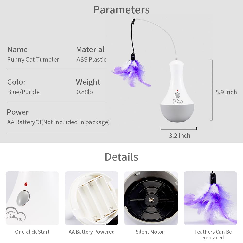 DOEL Interactive Cat Feather Toys, Automatic Cat Toy for Feather
