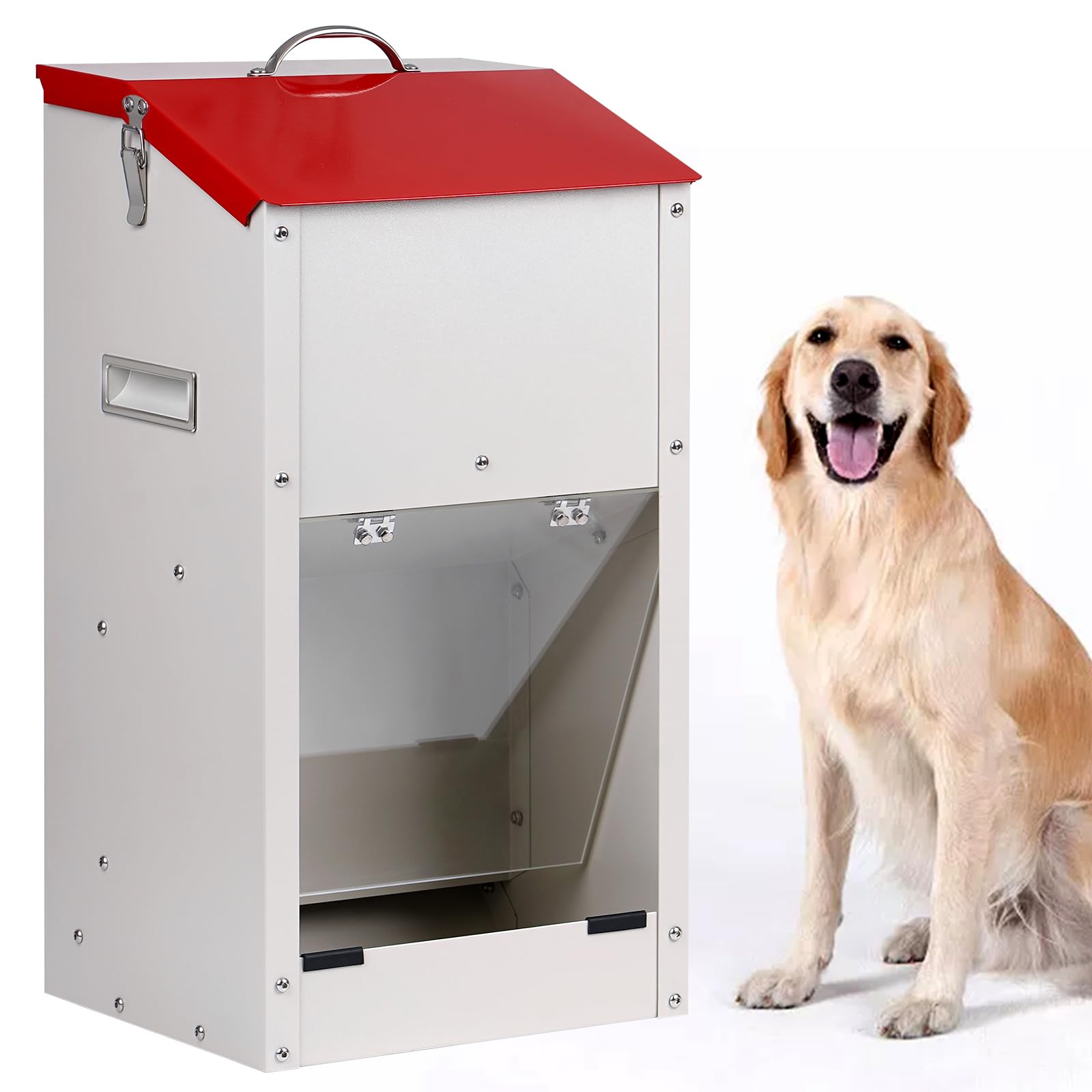 KHEARPSL Galvanized Automatic Dog Feeder Large Breed Dog Dispenser