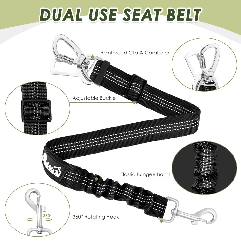Lukovee Dog Seat Belt for Car, Adjustable Dog Car Harness Seat