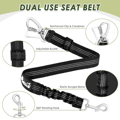 Lukovee Dog Seat Belt for Car, Adjustable Dog Car Harness Seat