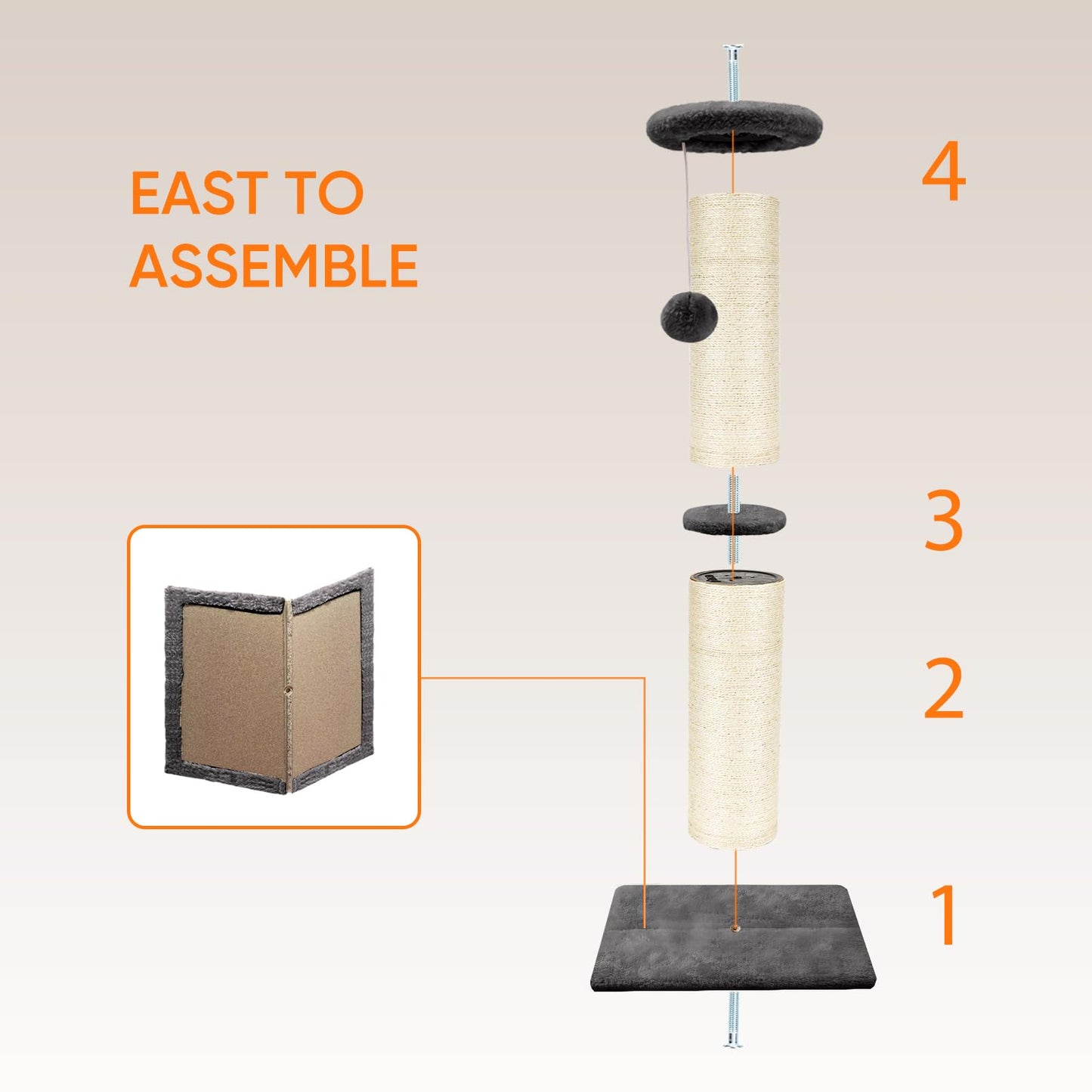 PAWSCRAT Cat Scratching Post 32" Tall, Large Diameter Scratcher