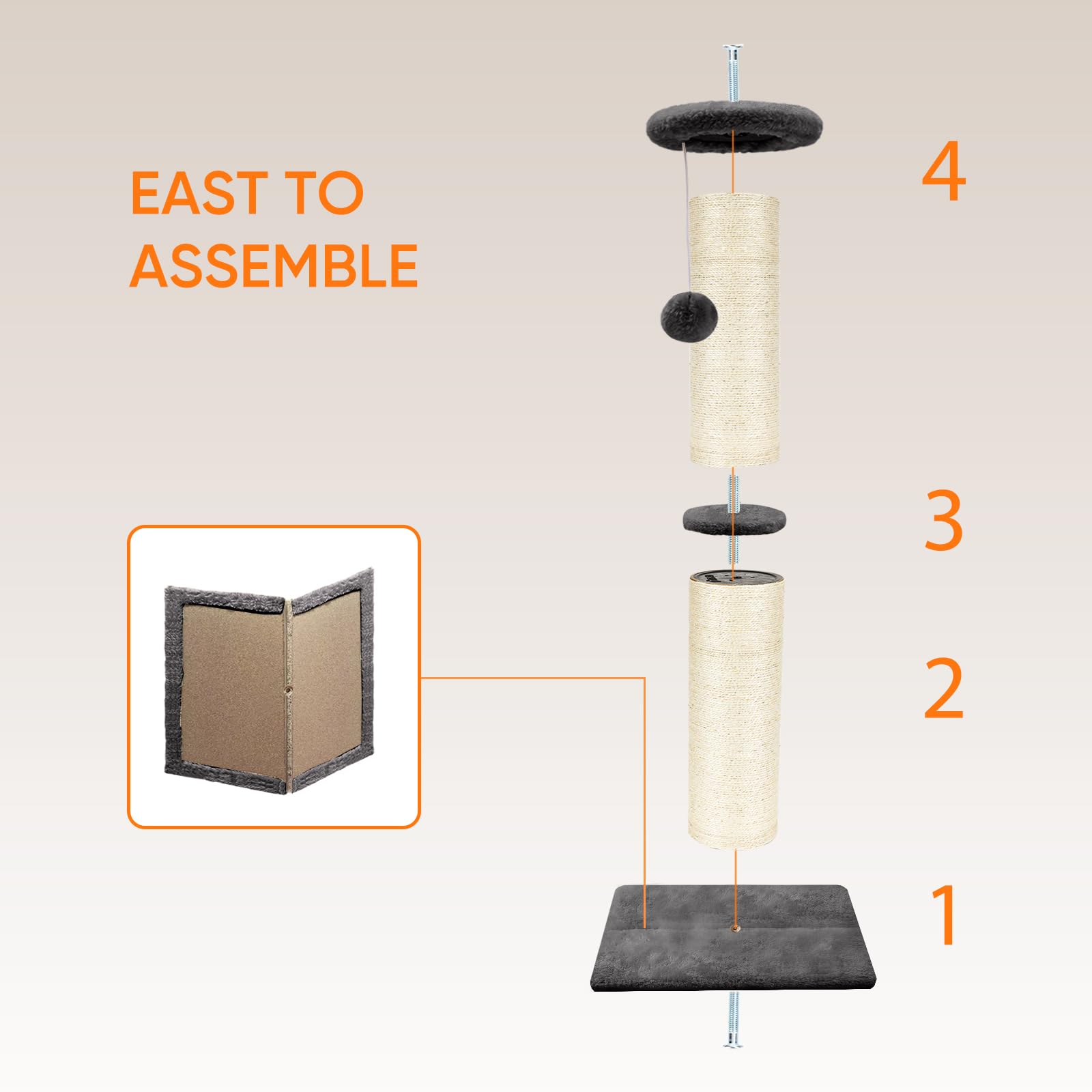 PAWSCRAT Cat Scratching Post 32" Tall, Large Diameter Scratcher
