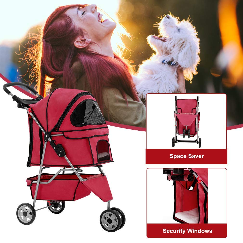 BestPet 3 Wheels Pet Dog Stroller Cat Cage
