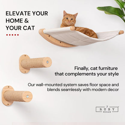 7 Ruby Road Alto Cat Wall Hammock Set Wall Mounted Cat Shelves Cushion