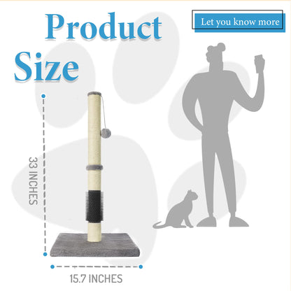 MeowHomm 32" Cat Scratching Post with Self Groomer Cat Scratcher