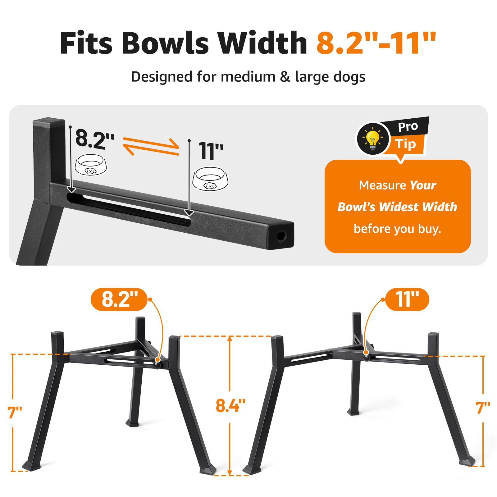 LOOBANI Elevated Dog Bowl Stand: Adjustable Width Anti-Slip Bowl
