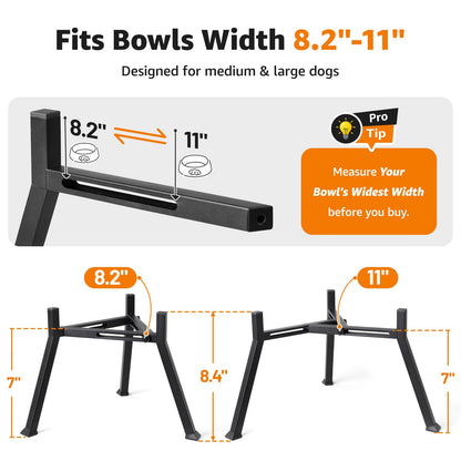 LOOBANI Elevated Dog Bowl Stand: Adjustable Width Anti-Slip Bowl