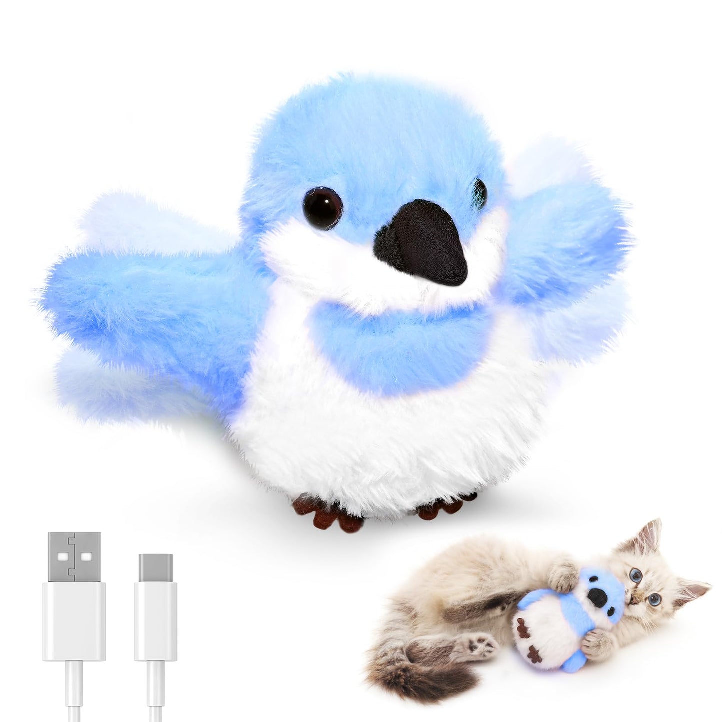 Petbobi Flappy Bird Cat Toy Realistic Interactive Cat Toy with Catnip
