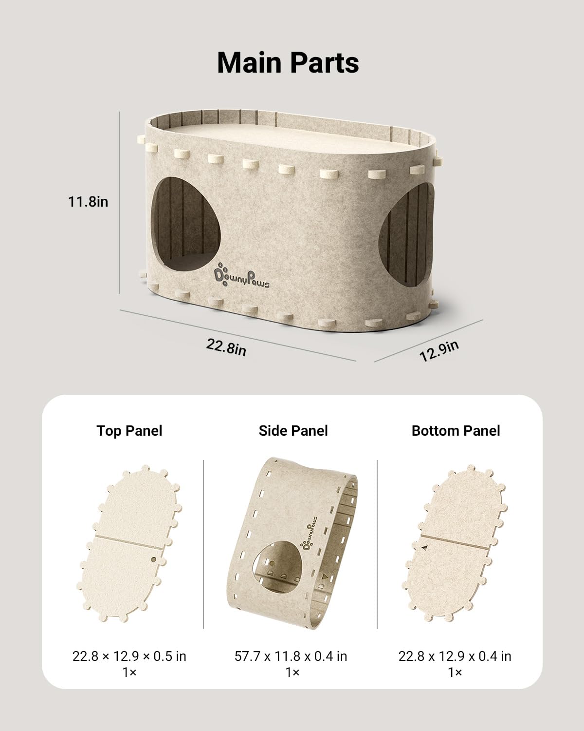 DownyPaws Cat House for Indoor Cats, Cat Bed Cave for Multiple Bed