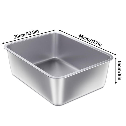 Stainless Steel Litter Box, x13. x6" Medium to Large Metal Litter Box