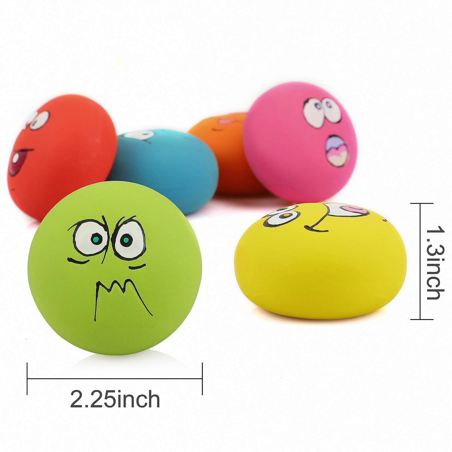 HDSX Smile Face Dog Squeaky Toys Soft Latex Squeak Balls for Balls