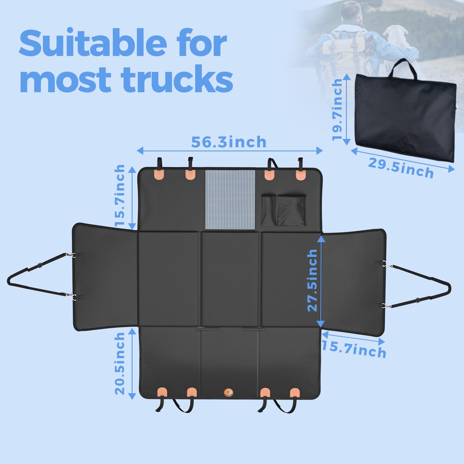 MYJAQI Back Seat Extender for Dogs, Hard Bottom Dog Car Seat Cover