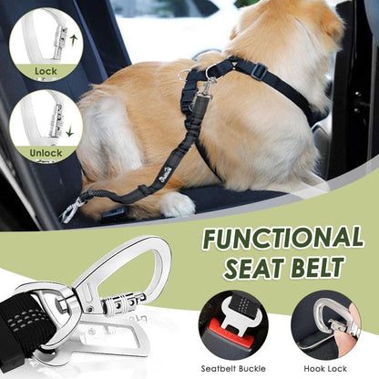 SlowTon Dog Seat Belt Harness for Car, Dog Car Harness Adjustable Seat