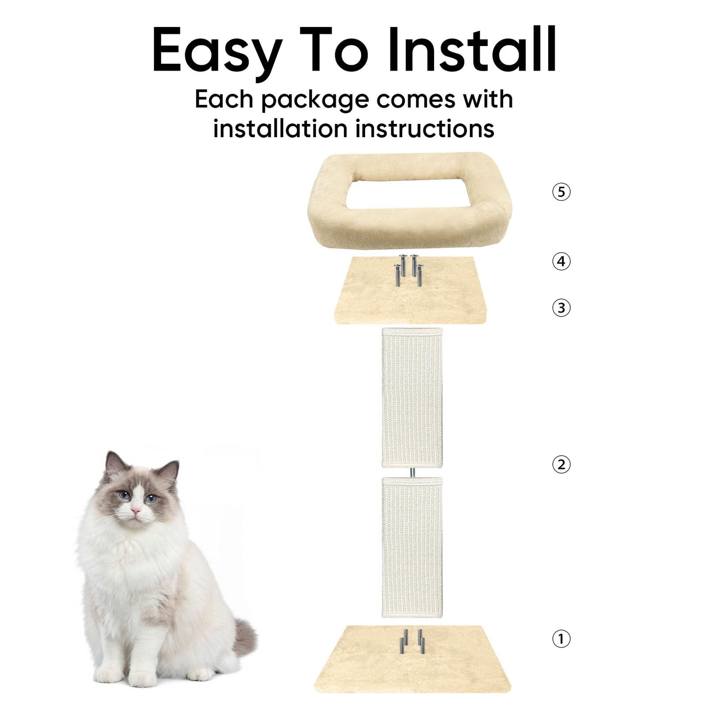AGYM Cat Scratching Post, 32”Cat Scratcher with Large Plush Posts