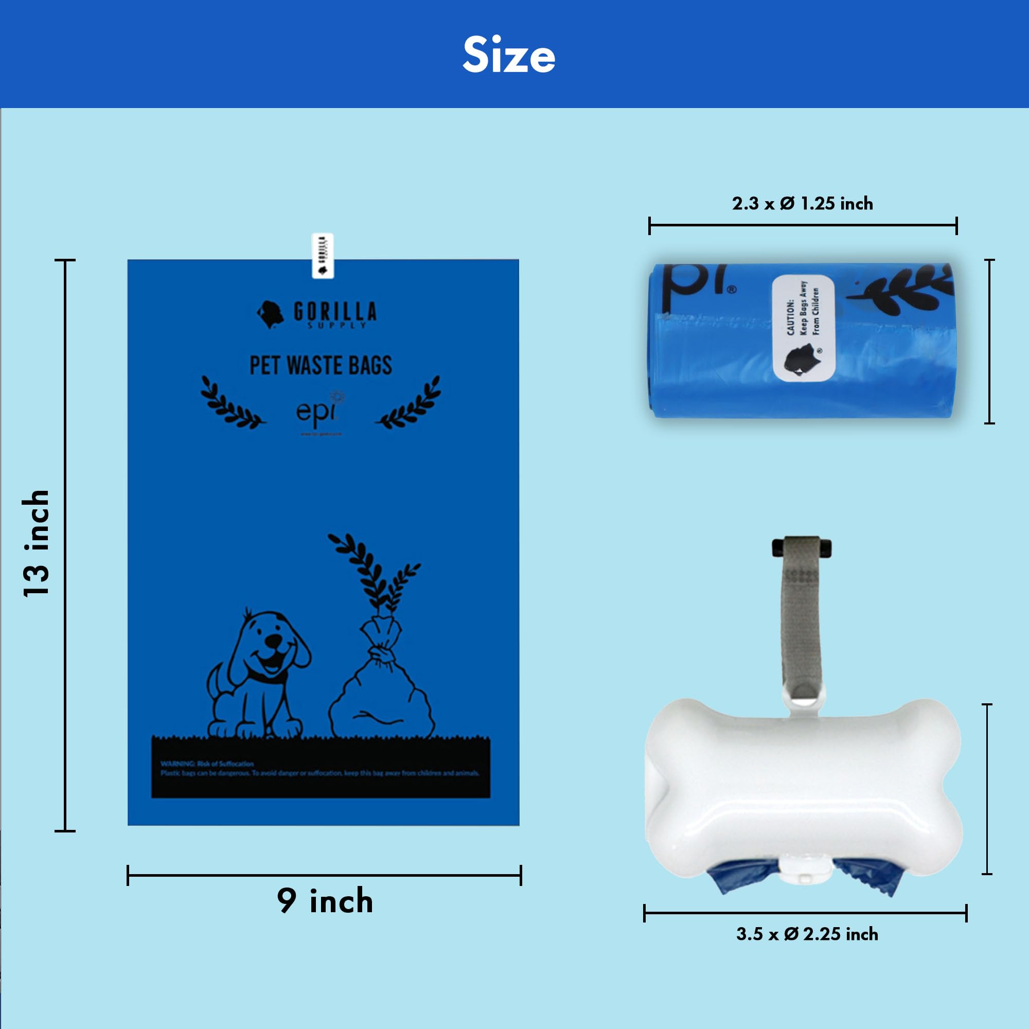 GORILLA SUPPLY 1000 Dog Poop Waste Bags with Dispenser and Leash Leash
