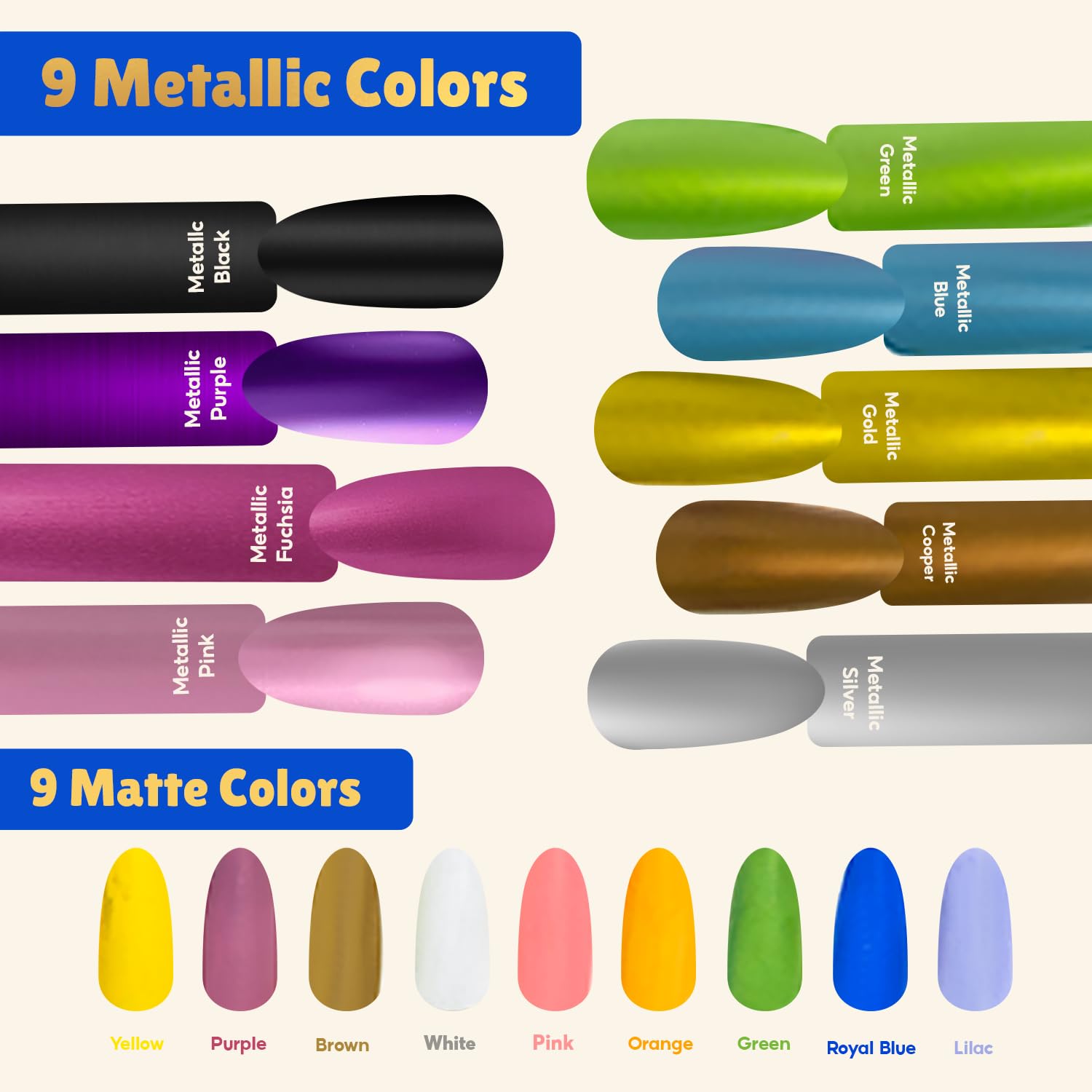 loqpol 18 Metallic Matte Colors Dog Nail Polish Pens Quick Dry