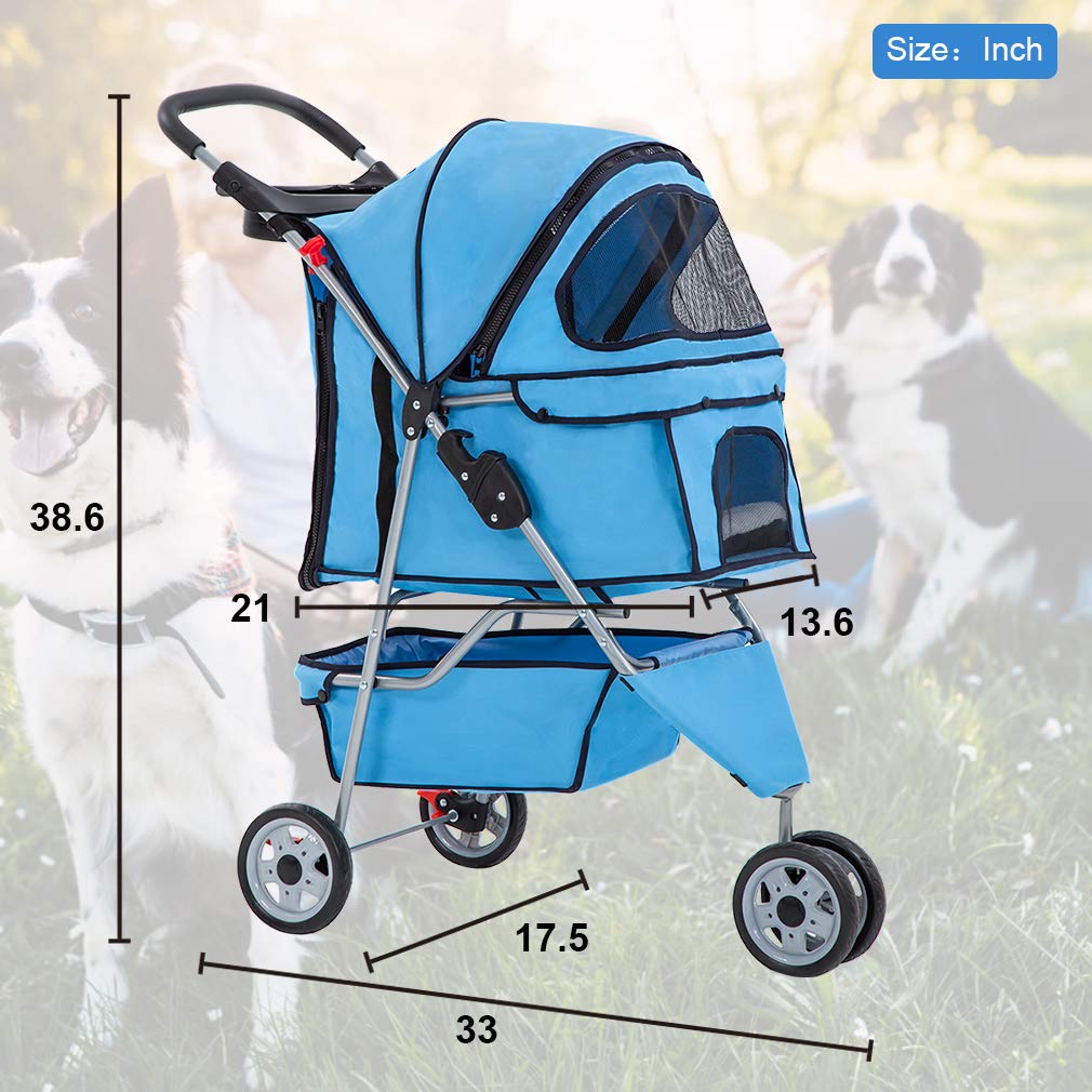 BestPet, 3-Wheel Pet Stroller, Dog and Cat Stroller, Carrier