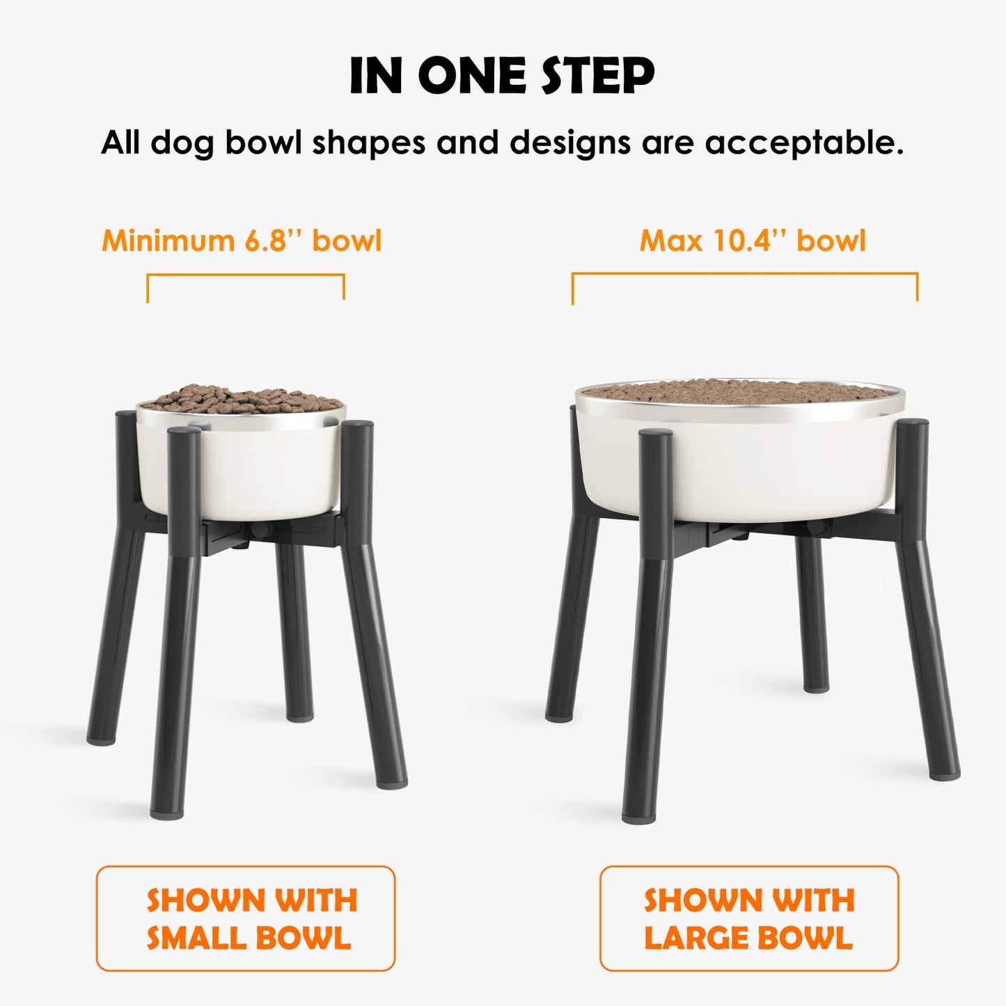 Adjustable Raised Dog Bowl Stand for 7-10.6" Diameter Food Water Bowl
