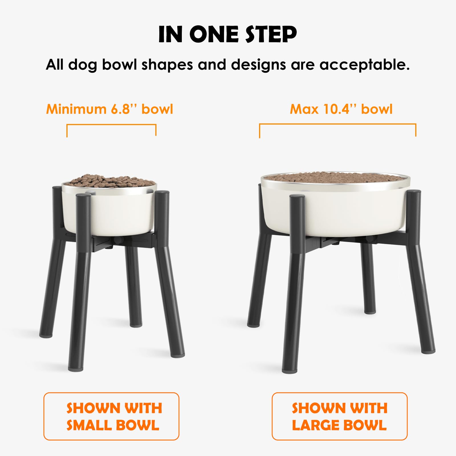 Adjustable Raised Dog Bowl Stand for 7-10.6" Diameter Food Water Bowl