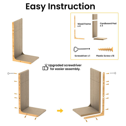 Conlun Cardboard Cat Scratcher, 23" L-Shaped Scratch Pad, Vertical Pad