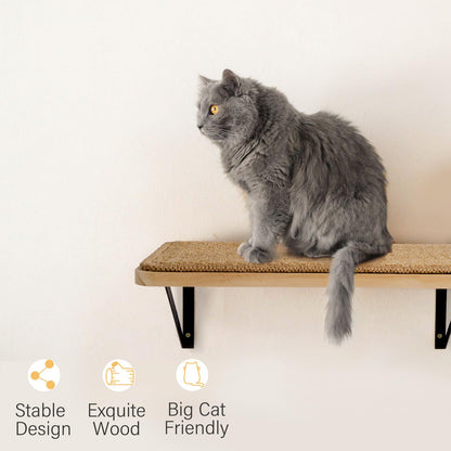 Ewenono 2Pack Wooden Cat Wall Shelves with Sisal Mat, Cat Wall Bed