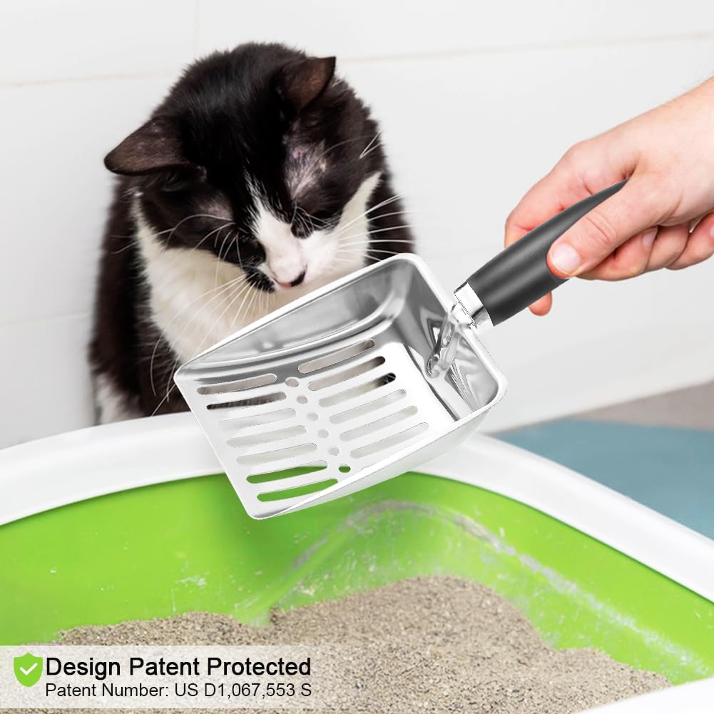 Cat Litter Scooper with Holder, Stainless Steel Cat Litter Scoop Box