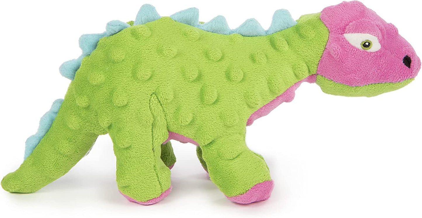 goDog Dinos Spike Squeaky Plush Dog Toy, Chew Guard Technology Plush
