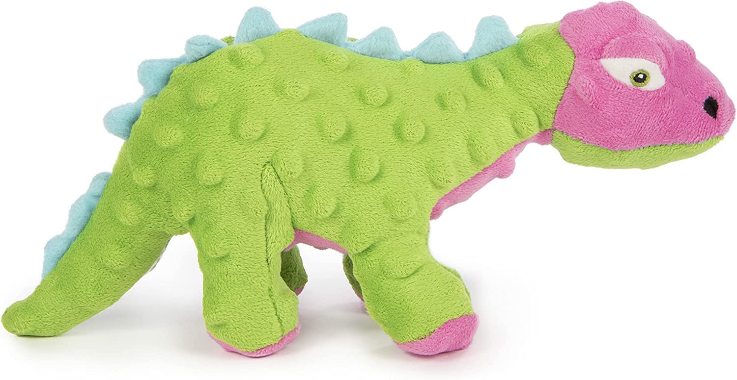 goDog Dinos Spike Squeaky Plush Dog Toy, Chew Guard Technology Plush