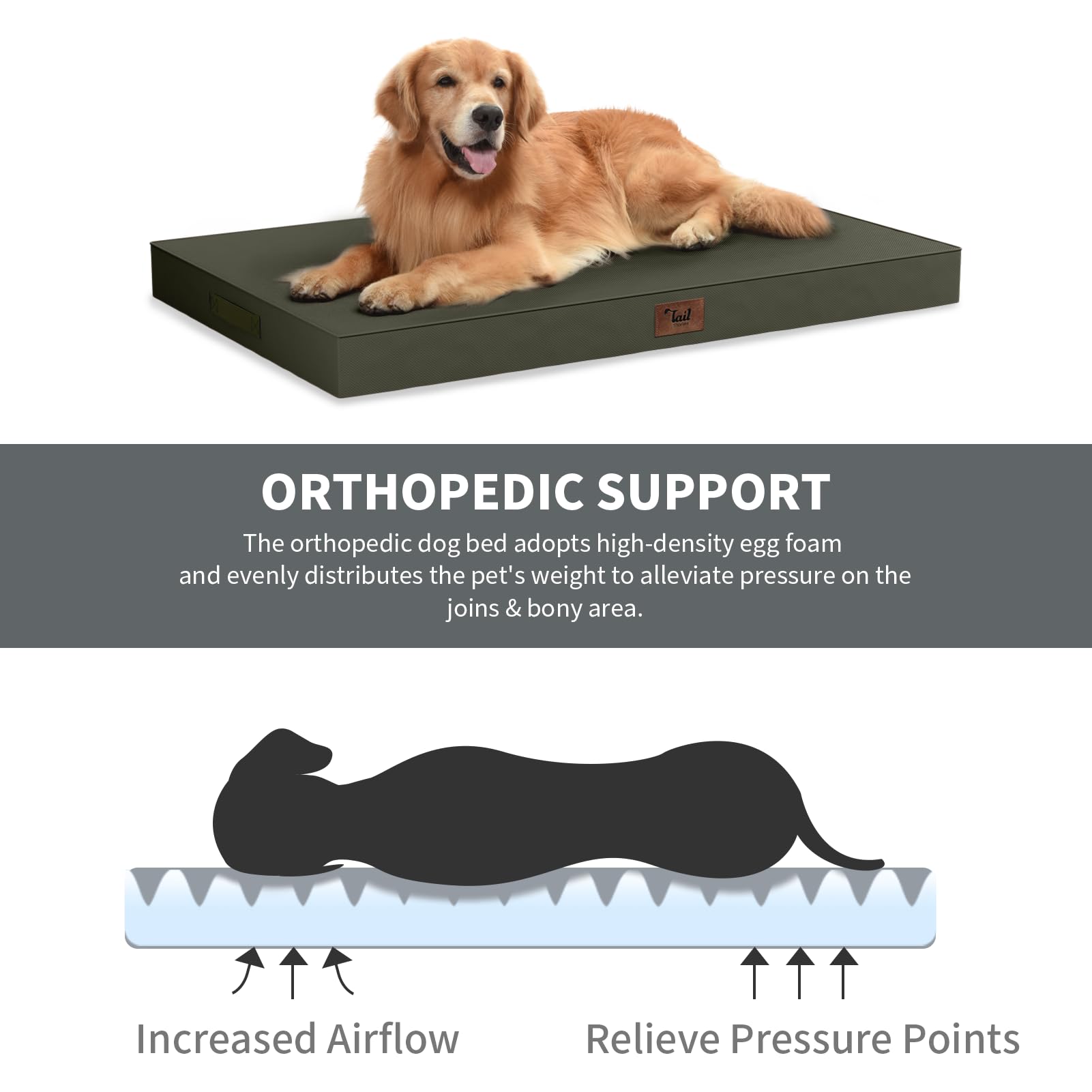 Tail Stories Outdoor All Weather Waterproof Dog Bed, Orthopedic Bed