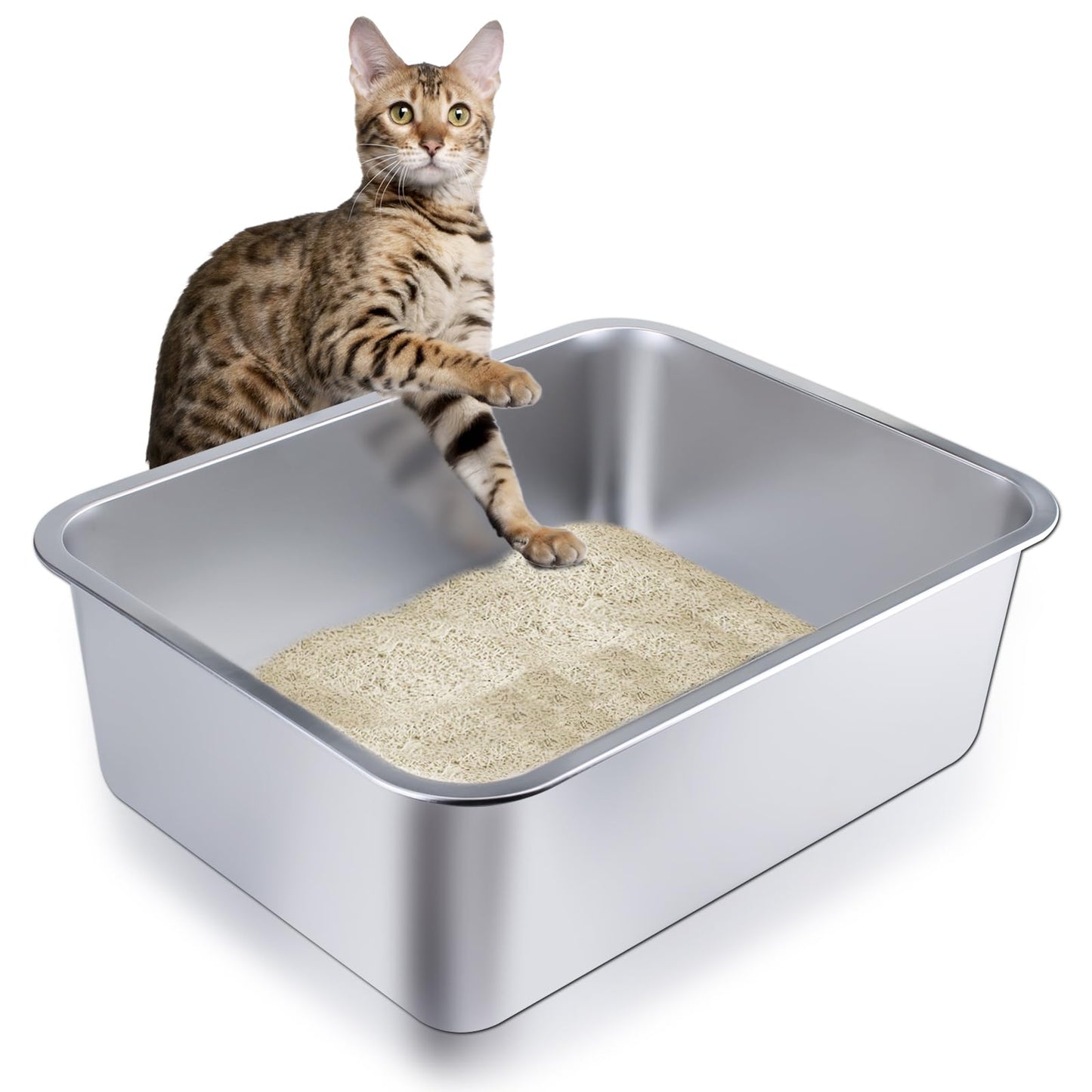 Stainless Steel Cat Litter Box Small Litter Pan for Cats, Rabbits, Box