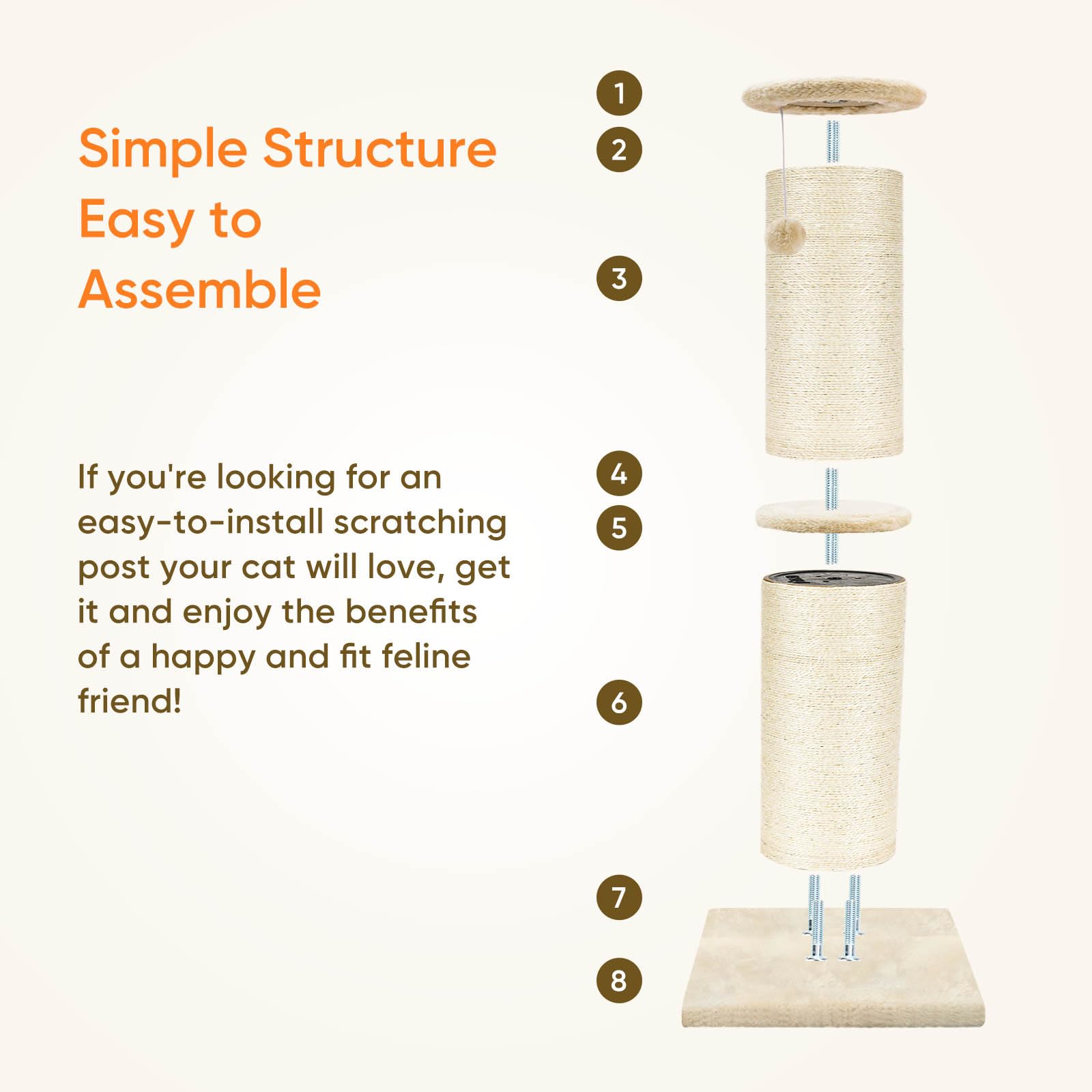 PAWSCRAT Cat Scratching Post High, Large Diameter Natural Scratcher