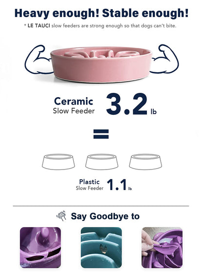 LE TAUCI Slow Feeder Dog Bowls Ceramic, 1.5 Cups Dog Food Bowl, Bowl