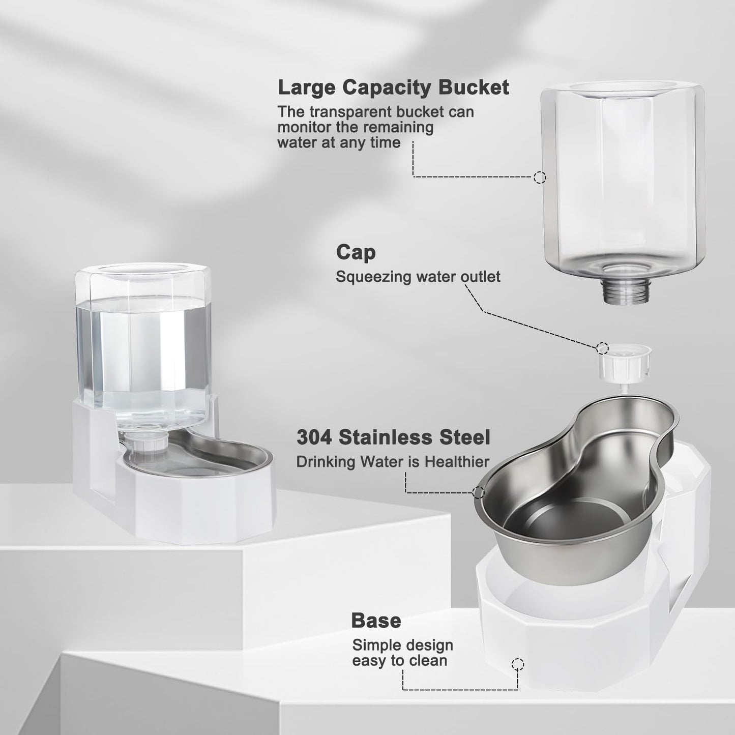 Sfozstra Large Dog Water Dispenser: Stainless Steel Gravity Cat Water
