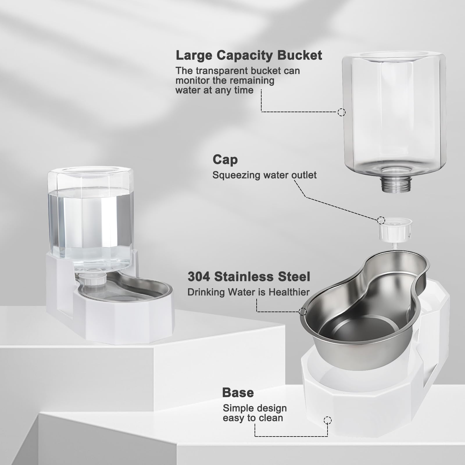 Sfozstra Large Dog Water Dispenser: Stainless Steel Gravity Cat Water