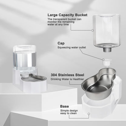 Sfozstra Large Dog Water Dispenser: Stainless Steel Gravity Cat Water