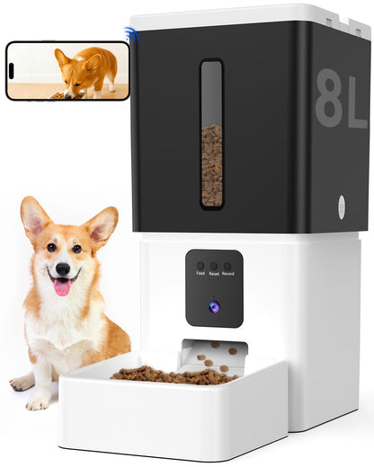 UTCG Automatic Dog Feeder with Camera: /33 Cups WiFi Timed Dispenser