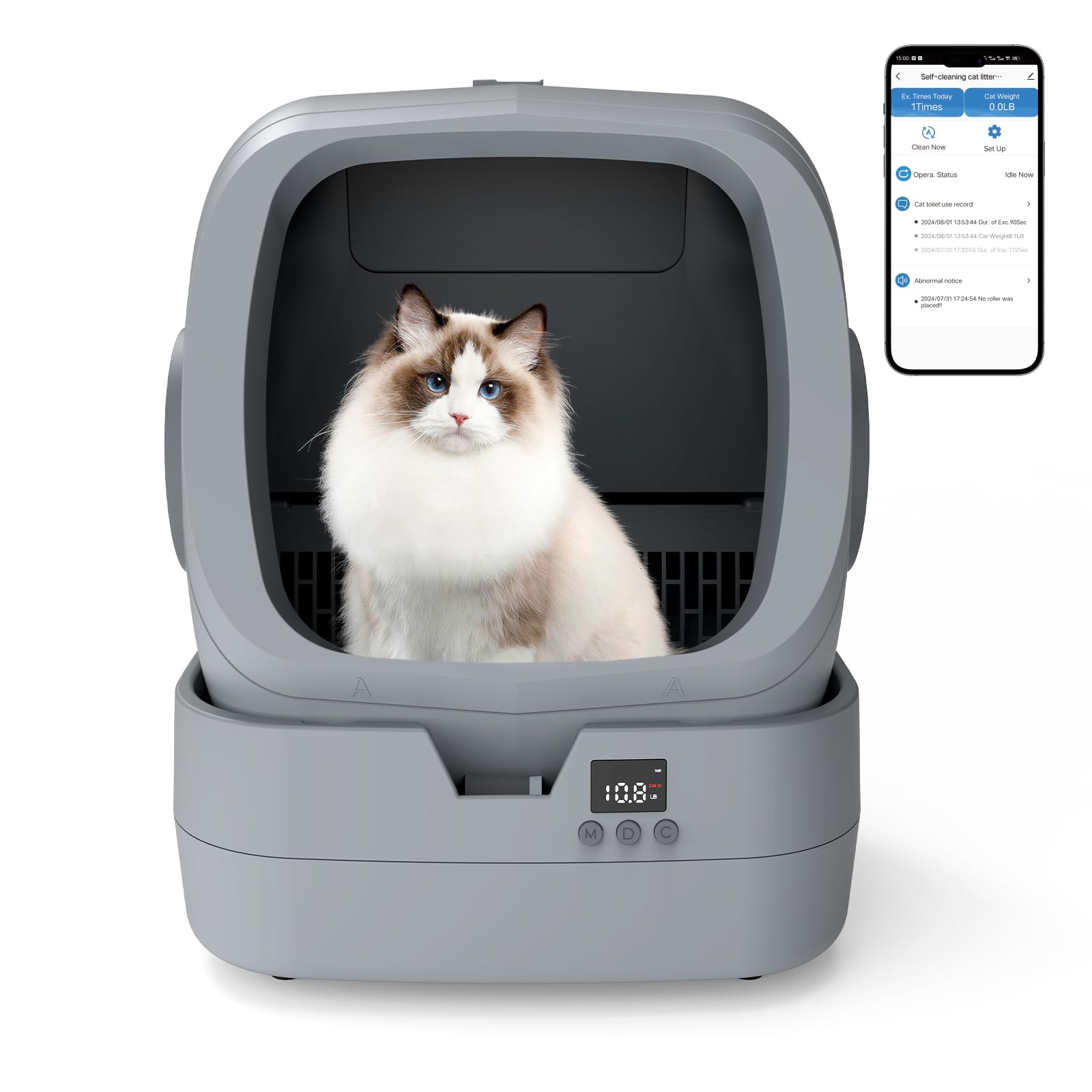 UPFAS Automatic Cat Litter Box Self Cleaning APP Control Weight Box
