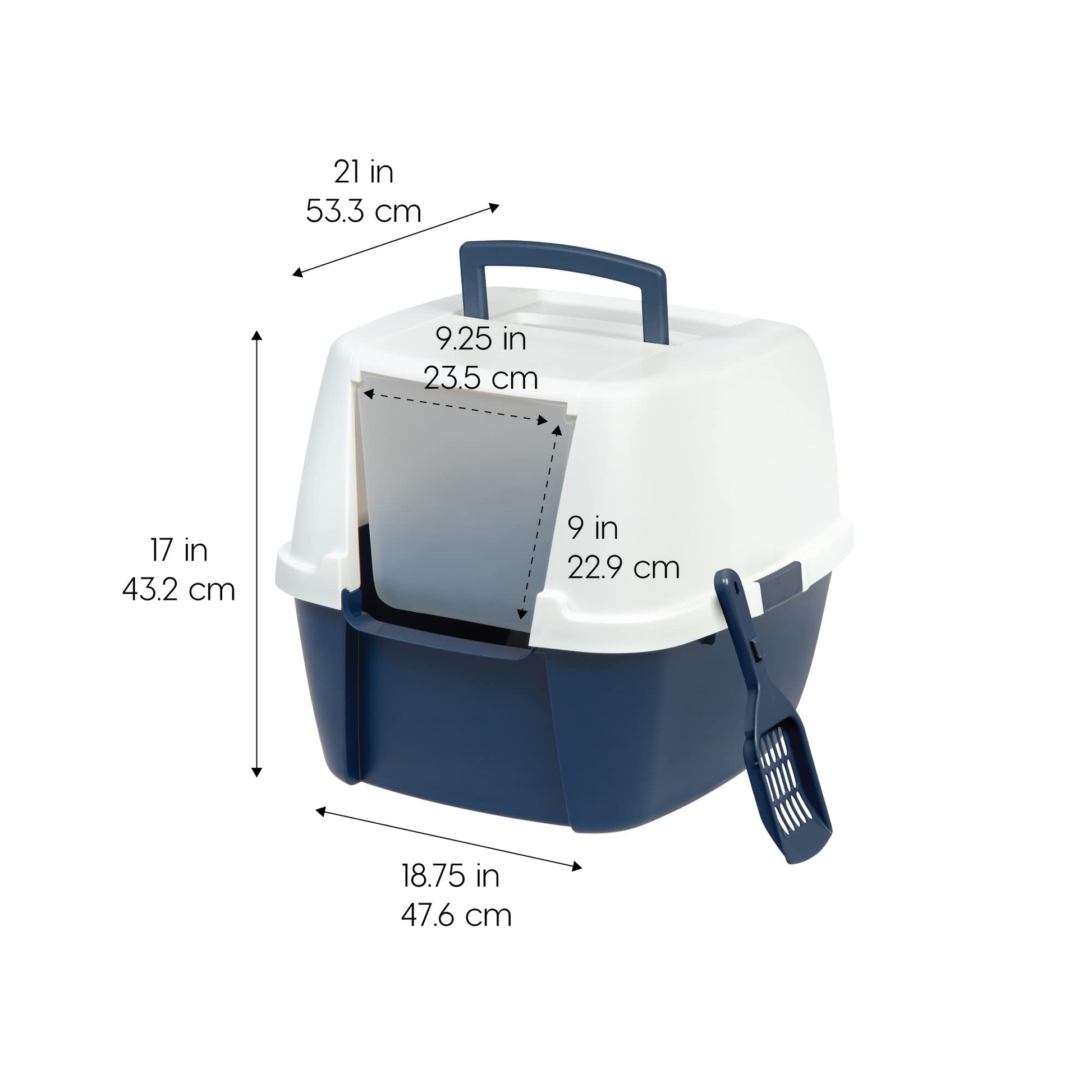 IRIS USA Cat Litter Box Large with Front Door Flap, Covered Box