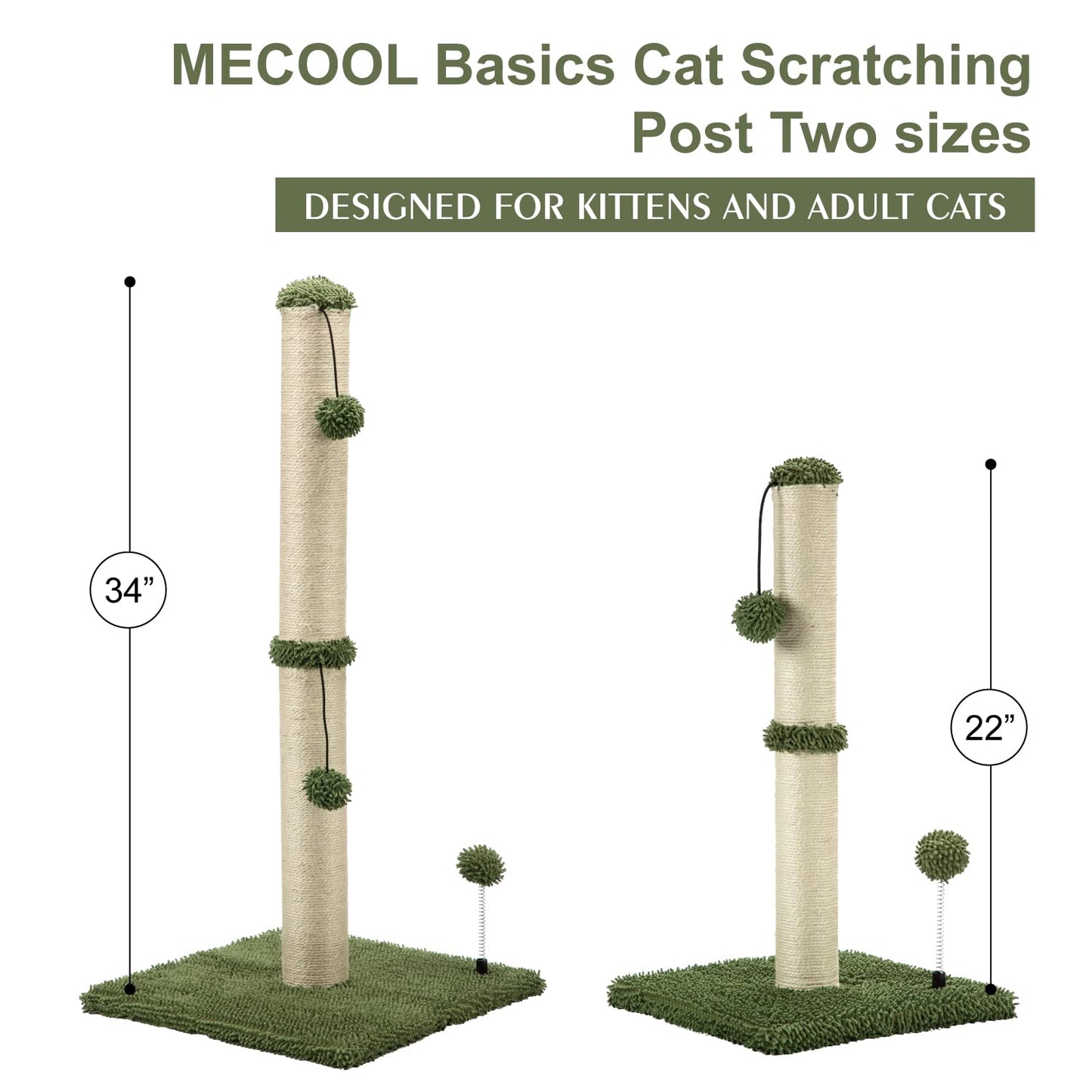 MECOOL Cat Scratching Post Basics Kitten Scratcher Sisal Scratch Posts