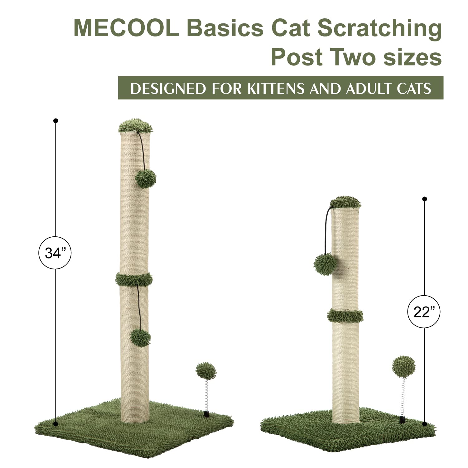 MECOOL Cat Scratching Post Basics Kitten Scratcher Sisal Scratch Posts